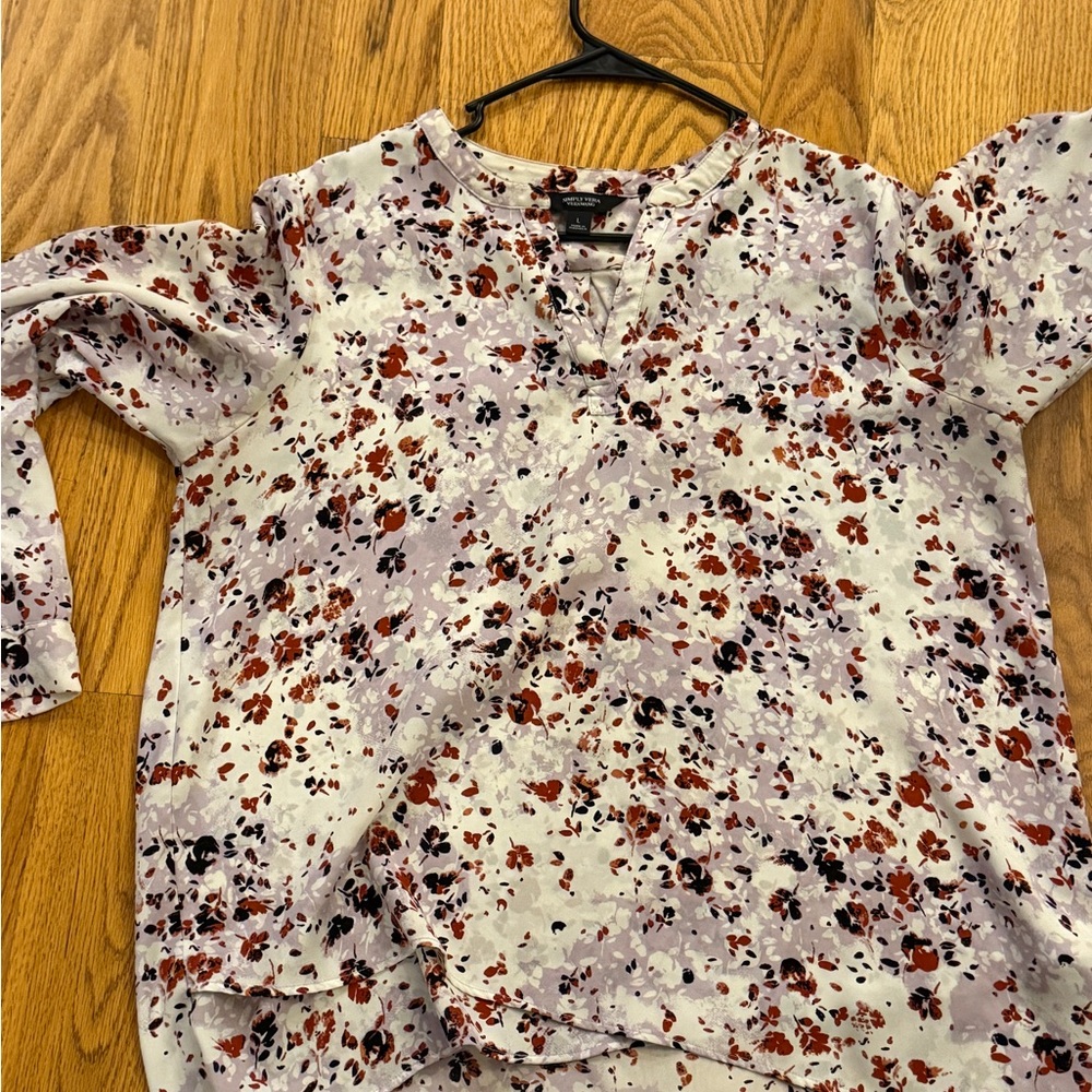 Simply Vera Vera Wang Floral Blouse - Cream and Red